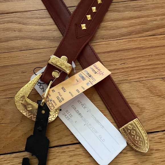 vintage leather gold cowboy hat belt
